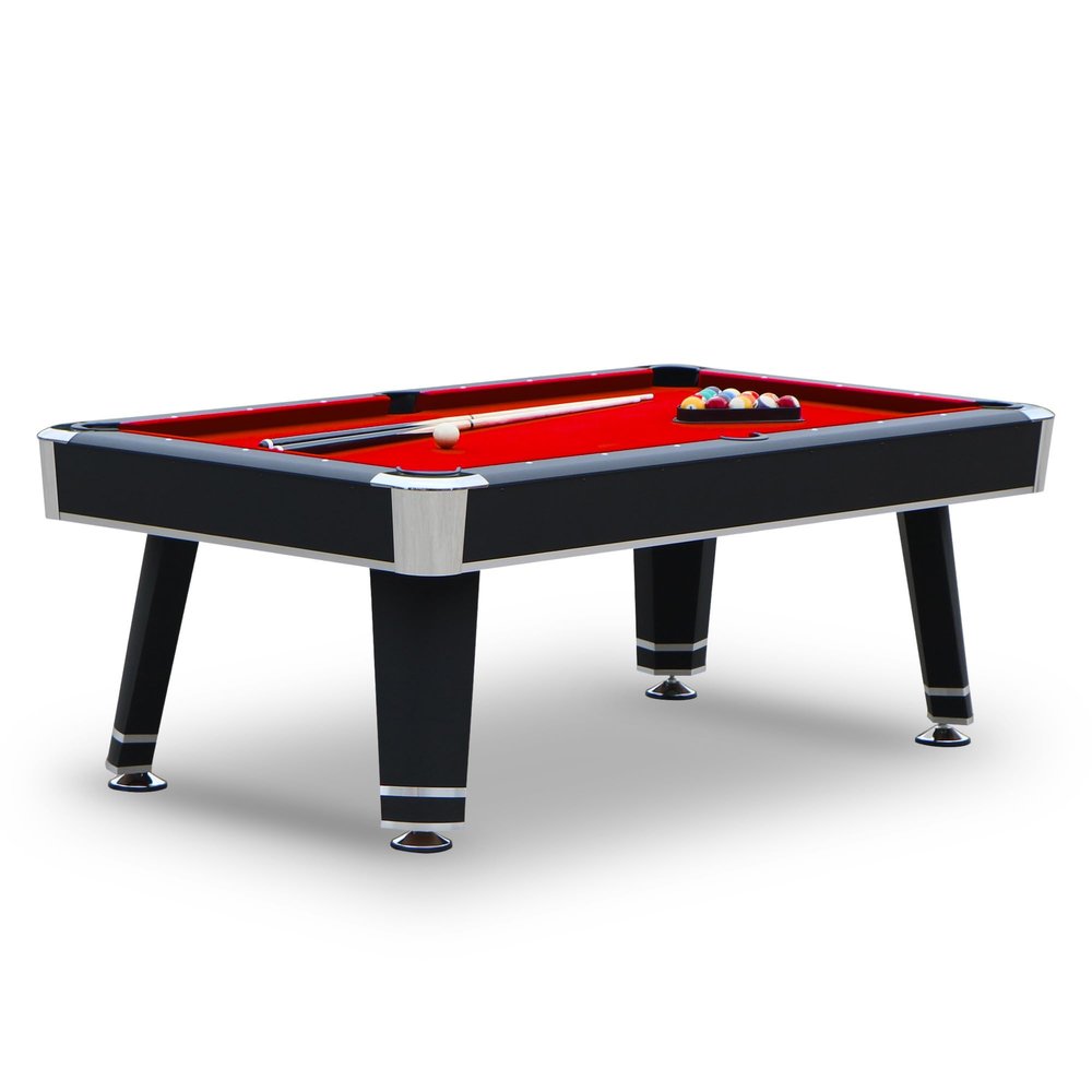 Hathaway Jupiter 7 Ft Heavy Duty Pool Table Includes Cue Sticks, Billiard Balls, Brush Modern Look for Family Billiards Games Room Red Felt with Black Finish