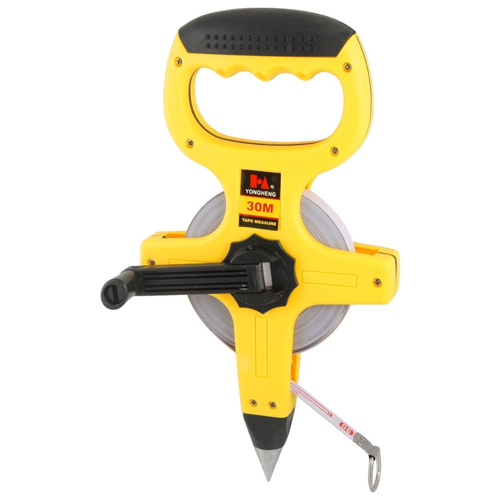 Aexit Yellow Black Tools & Home Improvement Plastic Crank Handle Tape Measuring Metric Steel Tape Measures Ruler 30M