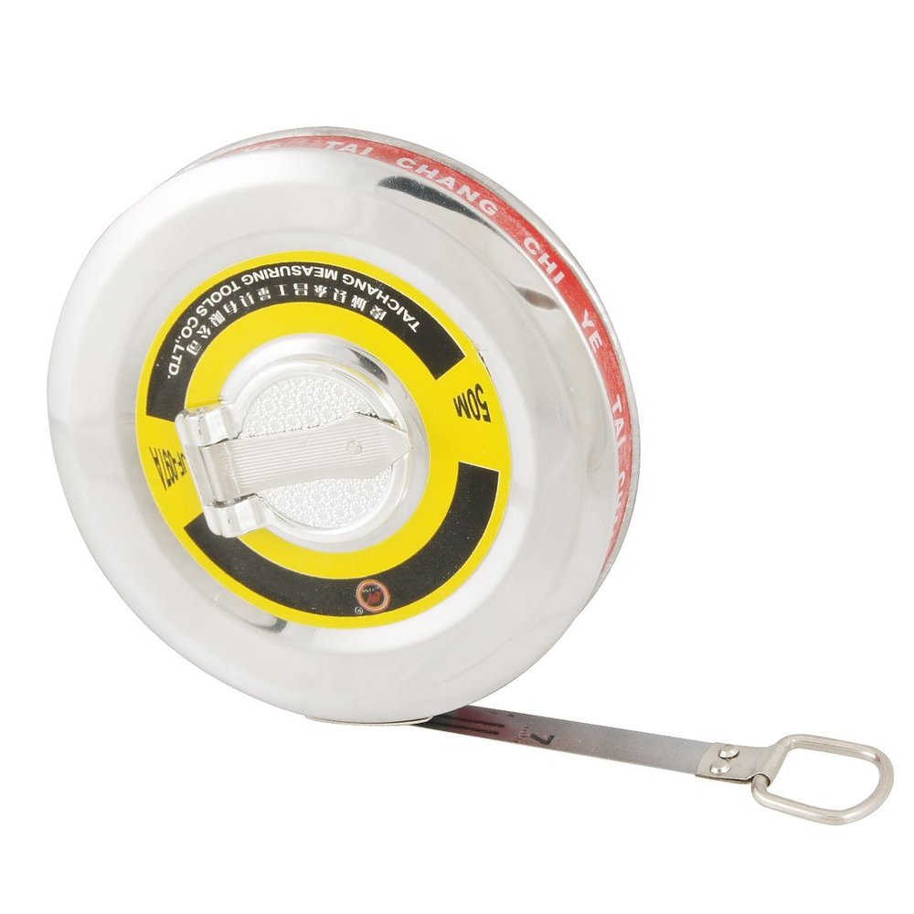 Aexit Round Polished Tools & Home Improvement Silver Tone Metal Case 50m Engineering Tape Measures Tape Tool