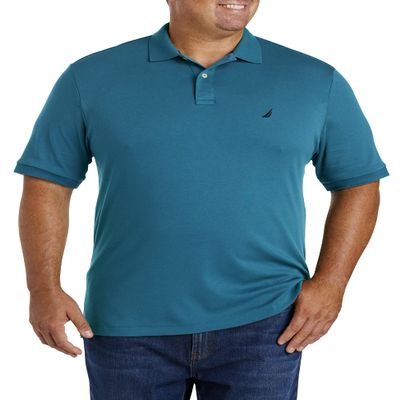 Nautica Men's Big-Tall Classic Fit Short Sleeve Solid Soft Cotton Polo Shirt Shirt, -Cargo Blue, 2XLT Tall