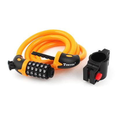 Aexit Motorcycle Bicycle Bike Locks Spiral Steel Wire Cable 5-Digit Combination U-Locks Lock Yellow