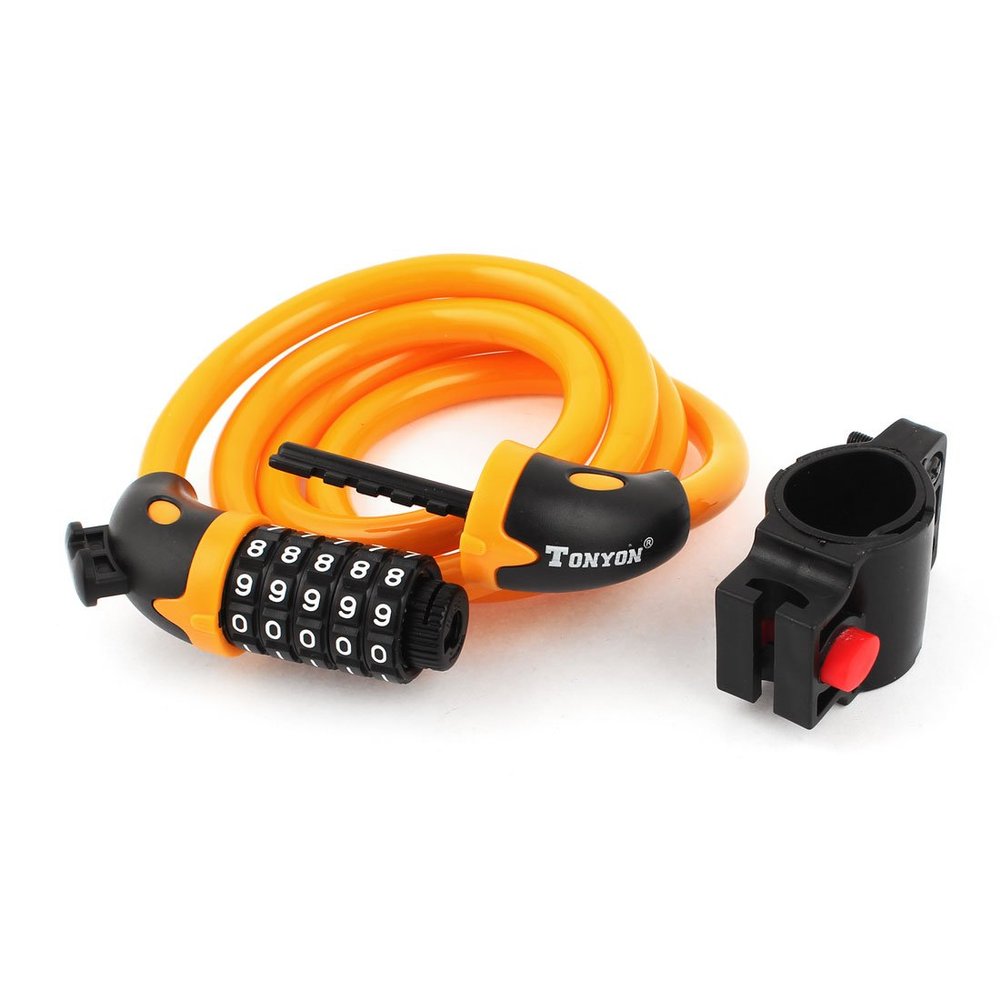 Aexit Motorcycle Bicycle Bike Locks Spiral Steel Wire Cable 5-Digit Combination U-Locks Lock Yellow