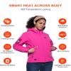 DEWBU Heated Jacket for Women with 12V Battery Pack Winter Outdoor Soft Shell Electric Heating Coat, Women's Rose Red, L view 2