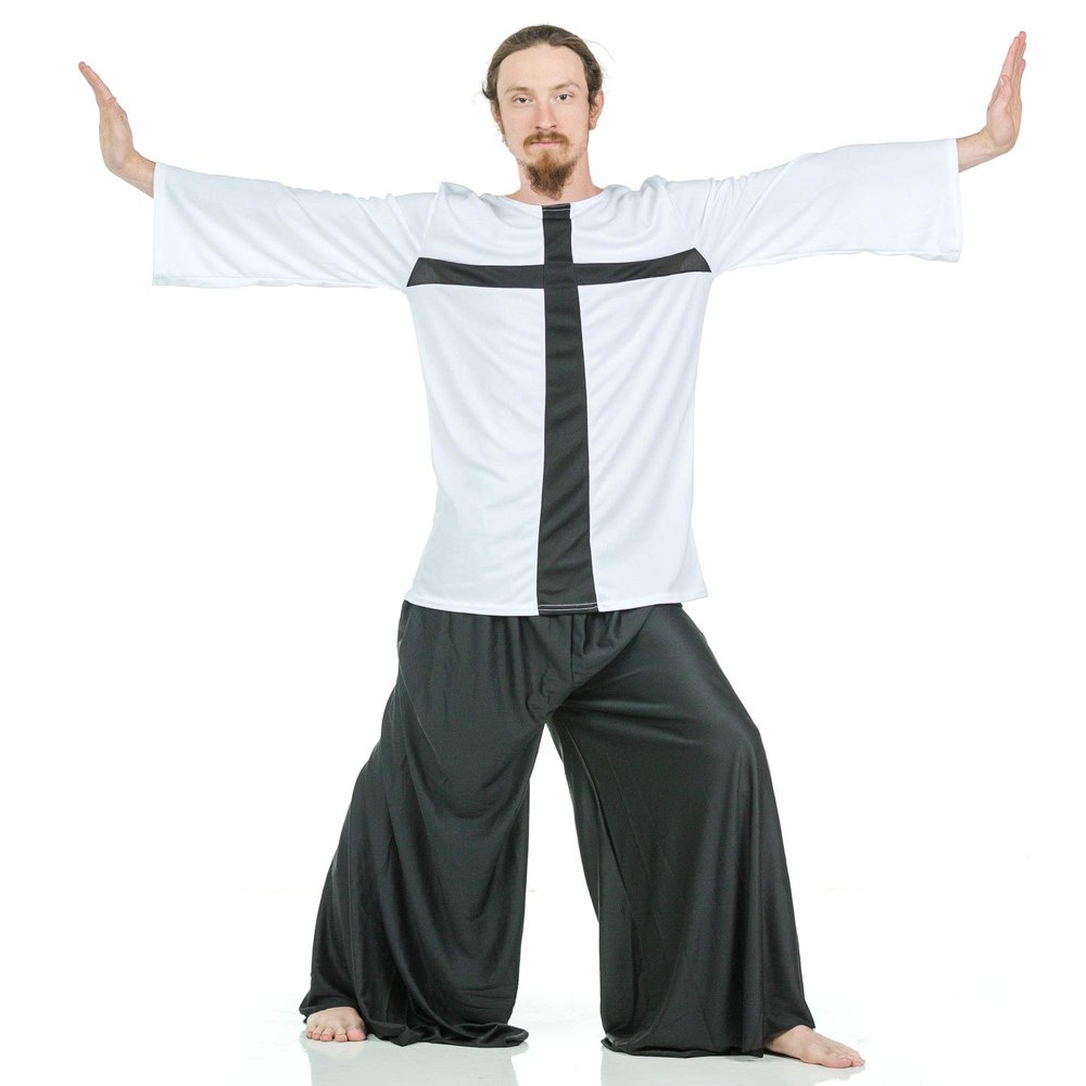 Danzcue Praise Cross Youth inspired Tunic, White-Black, L-XL