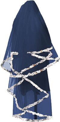 DINGZAN Snowfall Camo and Tulle Wedding Veils Bridal Accessories Veil (Navy)