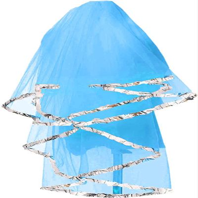 DINGZAN Snowfall Camo and Tulle Wedding Veils Bridal Accessories Veil (Blue)