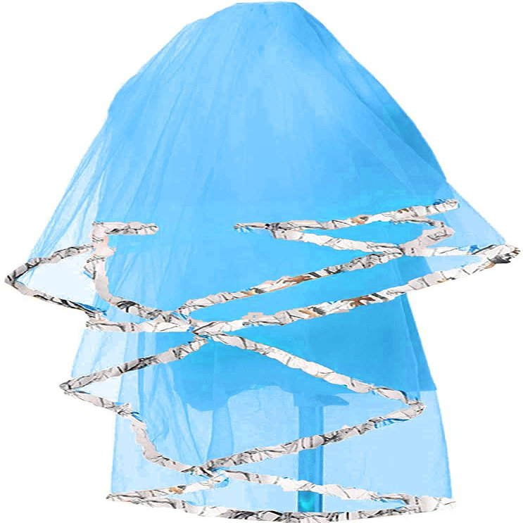 DINGZAN Snowfall Camo and Tulle Wedding Veils Bridal Accessories Veil (Blue)