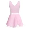 FEESHOW Girls Basic Gymnastics Ballet Dance Tank Leotard Dress with Attached Tutu Skirt Set Pink 7-8 view 2