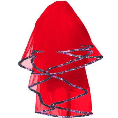 DINGZAN Muddy Camo and Tulle Wedding Veils Bridal Accessories Veil (Red)