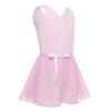FEESHOW Girls Basic Gymnastics Ballet Dance Tank Leotard Dress with Attached Tutu Skirt Set Pink 8-10 view 3