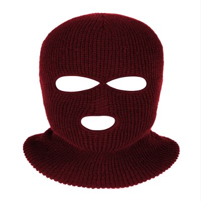 SATINIOR 3 Holes Ski Mask Full Face Cover Outdoor Balaclava Winter Knitted Neck Gaiter for Halloween Sports Cycling(Medium,Wine Red)