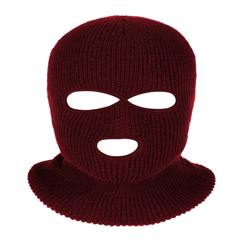 SATINIOR 3 Holes Ski Mask Full Face Cover Outdoor Balaclava Winter Knitted Neck Gaiter for Halloween Sports Cycling(Medium,Wine Red)