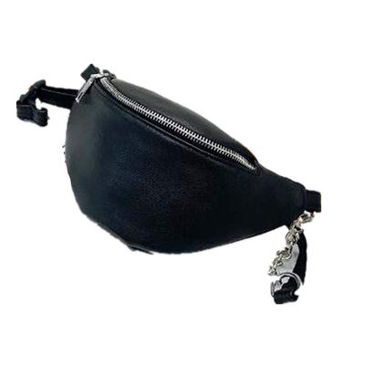Fashion Waist Fanny Pack Women PU Leather Belt Zipper Waist Bag Chest (Black)