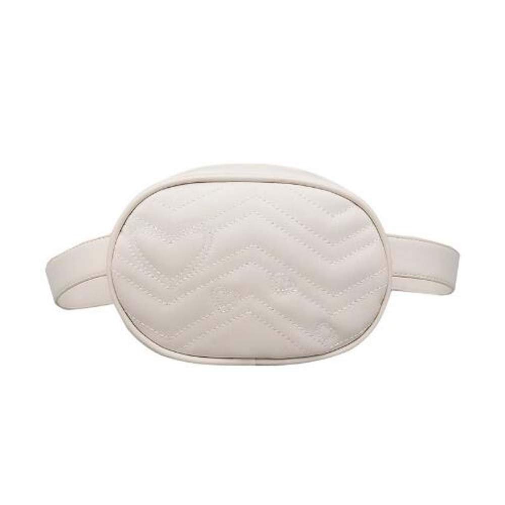 Waist Fanny Pack Women Leather Woolen Belt Zipper Waist Bag Travel Wallet (white)