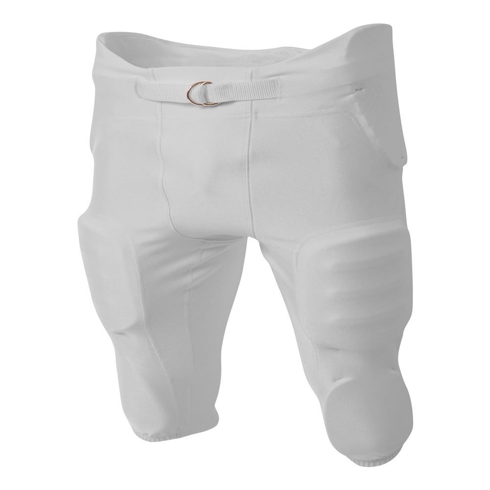 A4 Sportswear Adult XL Silver Football Pants 4-Way Stretch Integrated Pads