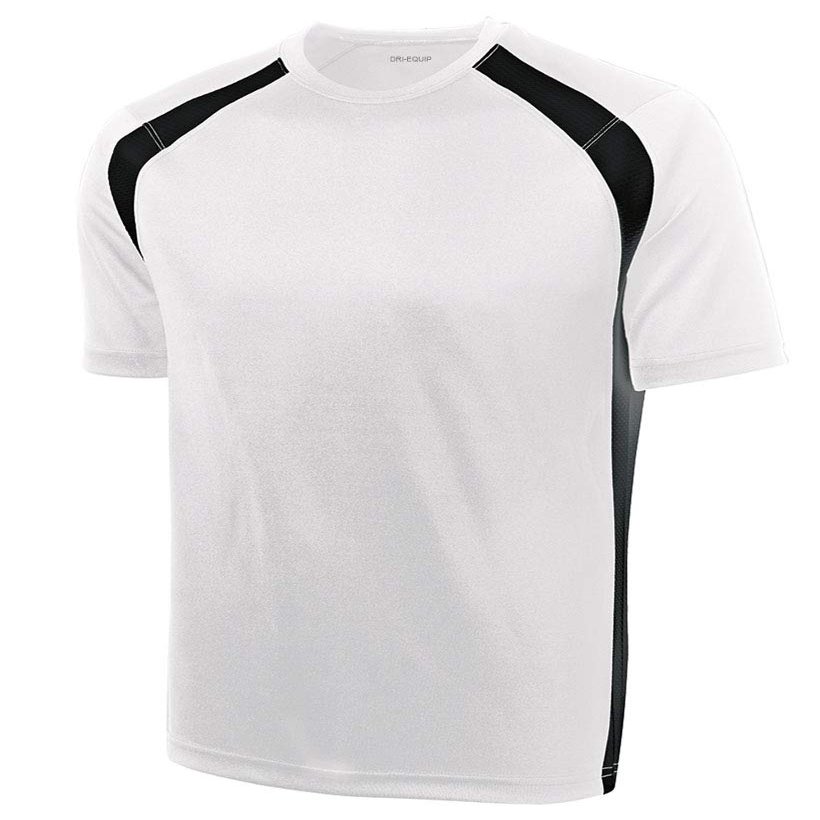 DRIEQUIP Mens Moisture Wicking Colorblock Crew-M-White/Black
