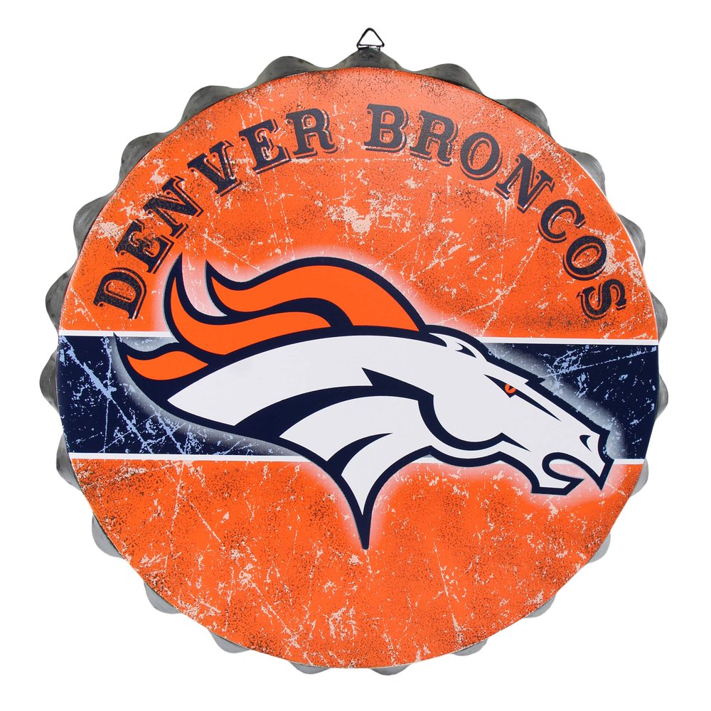 FOCO Denver Broncos NFL Metal Distressed Bottlecap Sign