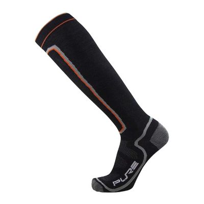 Pure Athlete Ultra Light Ski Socks  Thin Premium Merino Wool Skiing for Men, Women  Snowboard (Small, 1 Pair - Black)