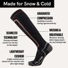 Pure Athlete Ultra Light Ski Socks  Thin Premium Merino Wool Skiing for Men, Women  Snowboard (Small, 1 Pair - Black) view 2