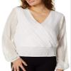 A. Byer Junior's Wrap Top with Smocked Banded Bottom, Off White, Large view 1