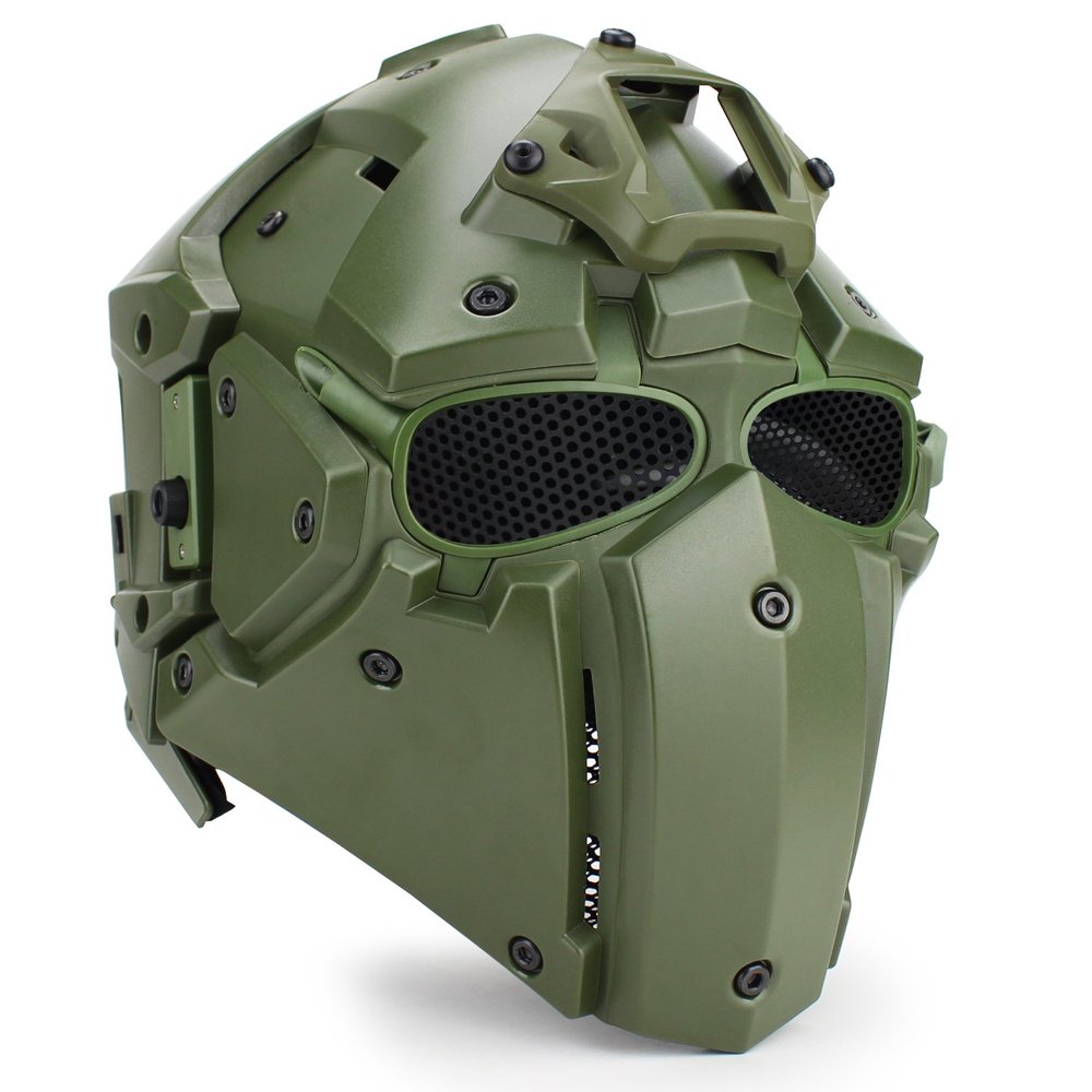 WoSporT Tactical Obsidian Green GOBL Terminator Helmet & Mask Goggle for Hunting Paintball Military Cosplay Movie Prop