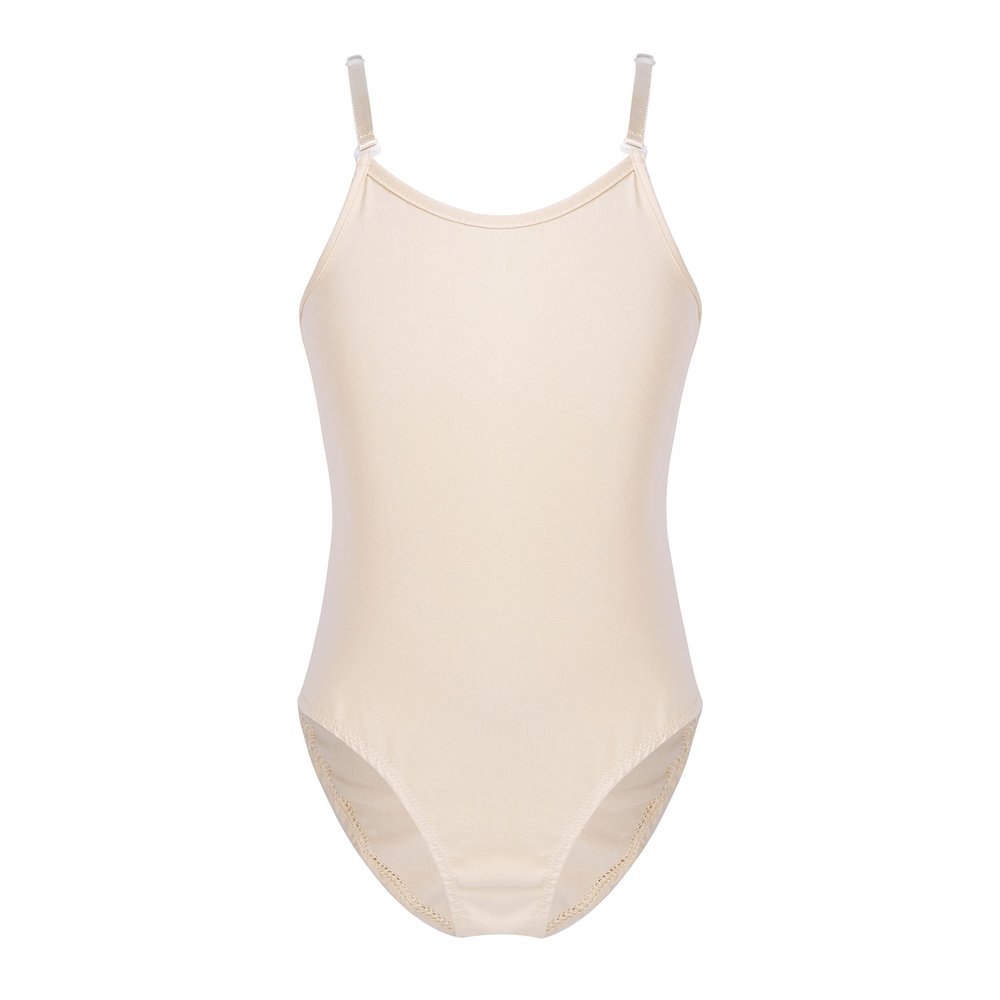 ranrann Kids Girls Seamless Camisole Dance Leotards with Adjustable Straps for Ballet Gymnastics Undergarment Nude 8-10
