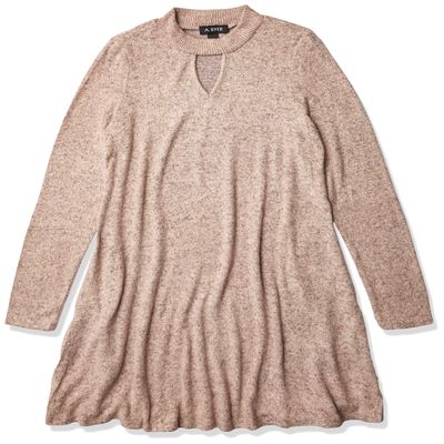 A. Byer Long Sleeve Mock Neck Dress (Junior's), Rose, L