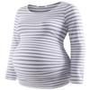 GINKANA Maternity Shirt Long Sleeve Basic Top Side Ruching Bodycon Tshirt for Mama Pregnant Women view 1