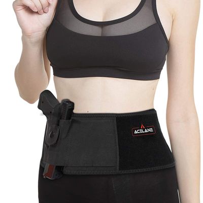 Acelane Belly Band Holster for Concealed Carry Abdominal Band Gun Holster Tactical Elastic Waist Pistols Adjustable Belly Wrap IWB OWB Mag Pouch Fits Firearm Handgun Revolvers for Men & Women