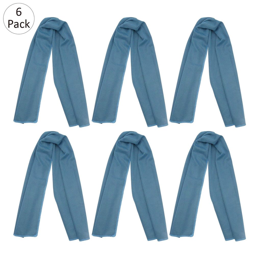 INNOLIFE 6 Pack Cooling Towels Breathable Ice Towel for Sports, Gym, Fitness, Running, Hiking, Yoga - Blue