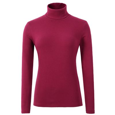 HieasyFit Women's Cotton Turtleneck Top Basic Layering Thermal Underwear(Dark Red S)