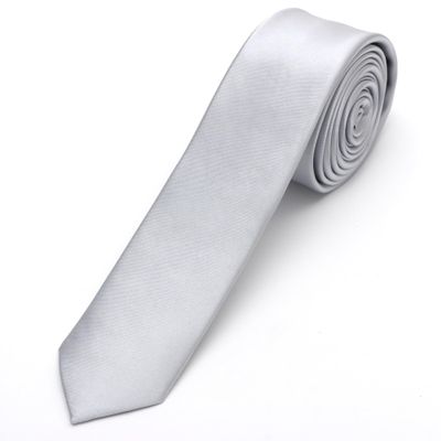 Landisun Silver Tie Men Women Solid Skinny Ties Slim Ties Satin Tie-Silver