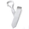 Landisun Silver Tie Men Women Solid Skinny Ties Slim Ties Satin Tie-Silver view 3