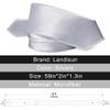 Landisun Silver Tie Men Women Solid Skinny Ties Slim Ties Satin Tie-Silver view 4