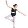 Agoky Big Girls' Ballet Dancewear Leotard Gymnastics Criss Cross Back Camisole Ballet Dance Costumes Black&White 3-4 view 2