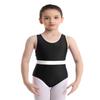 Agoky Big Girls' Ballet Dancewear Leotard Gymnastics Criss Cross Back Camisole Ballet Dance Costumes Black&White 3-4 view 3