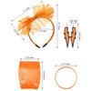 Blulu 80s Accessories Women Lace Headband Earrings Fishnet Gloves Necklace Bracelet for 80s Retro Party Halloween (Orange) view 2