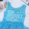 Agoky Kids Girls Mermaid Scales Sequins Gymnastics Mesh Tutu Dress Leotard Ballet Dancewear Blue Sequins 10 view 4