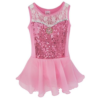 Agoky Kids Girls Mermaid Scales Sequins Gymnastics Mesh Tutu Dress Leotard Ballet Dancewear Pink 3