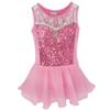 Agoky Kids Girls Mermaid Scales Sequins Gymnastics Mesh Tutu Dress Leotard Ballet Dancewear Pink 3 view 1