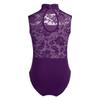 Agoky Girls Basic Dance Clothing Set Slim Fit Cotton Criss Cross Back Gymnastics Leotard Unitard Biketard Yoga Bodysuit Purple (Turtle Neck) 7-8 Years view 2