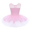 Agoky Kids Girls Mermaid Scales Sequins Gymnastics Mesh Tutu Dress Leotard Ballet Dancewear Pink Sequins 10 view 2