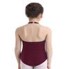 Agoky Girls Halter Neck Gymnastic Leotard Cutout Back Ballet Dance Leotard Top Training Outfit One-Piece Bodysuit Jumpsuit Burgundy 3-4 Years view 3