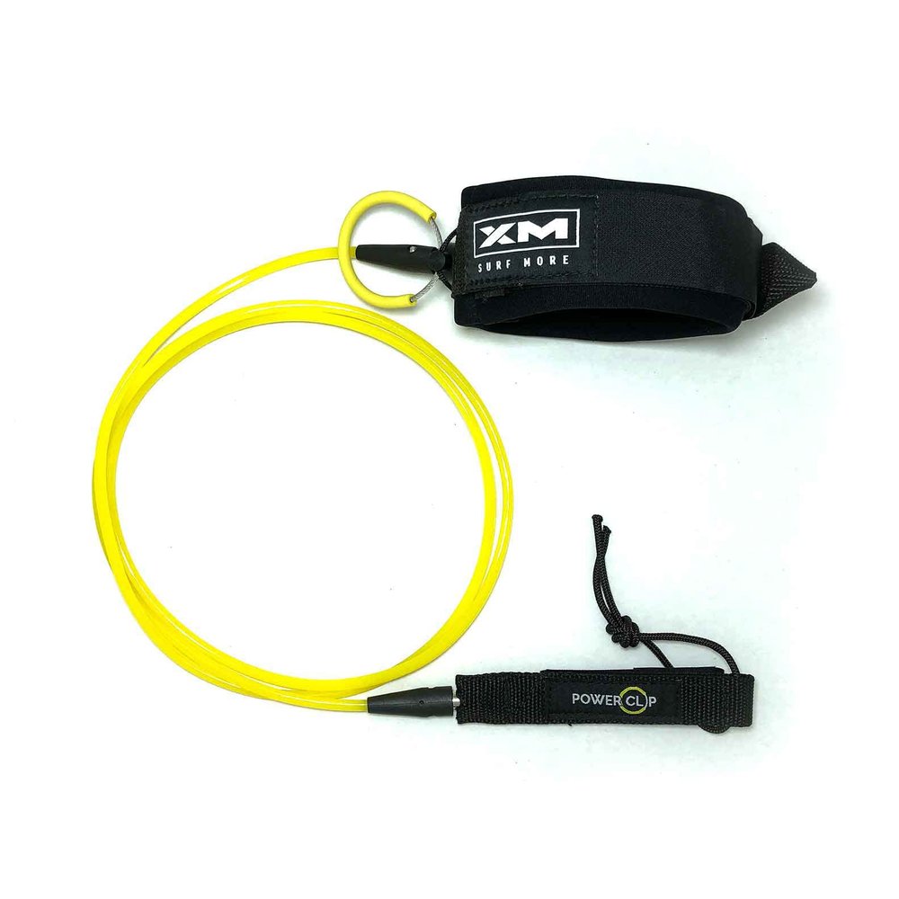 XM SURF River Power-Clip Surfboard Leash Knee/Calf, Detachable Ankle Clip, COMP Cord Thickness (.220 in.), Choose Length and Color, Key Pocket, Unbreakable Swivels, Detachable Railsaver, Made in USA