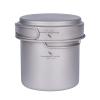 iBasingo Titanium Cookware Set 1080ml Pot and 500ml Pan Camping Cookset with Folding Handle Ultralight Outdoor Backpacking Cooking Mess Kit for Picnic Travel Backpacking Ti2035C view 1