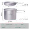 iBasingo Titanium Cookware Set 1080ml Pot and 500ml Pan Camping Cookset with Folding Handle Ultralight Outdoor Backpacking Cooking Mess Kit for Picnic Travel Backpacking Ti2035C view 2