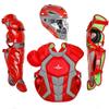 All-Star S7 Axis for Adults - Baseball Catching Equipment Kit (Catching Helmet, Chest Protector, Leg Guards), NOCSAE Standard (Scarlet/Graphite) view 1