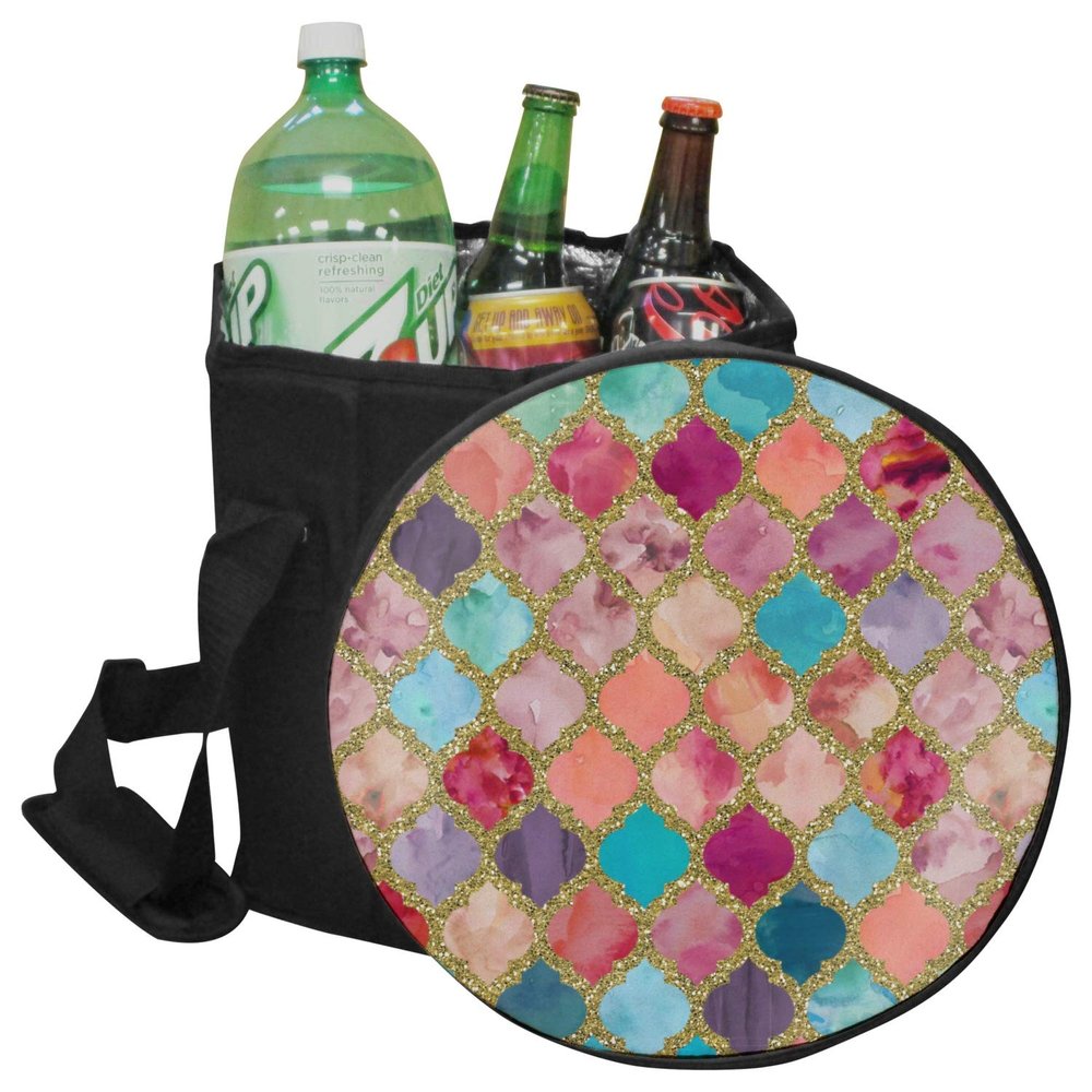 YouCustomizeIt Glitter Moroccan Watercolor Collapsible Cooler & Seat