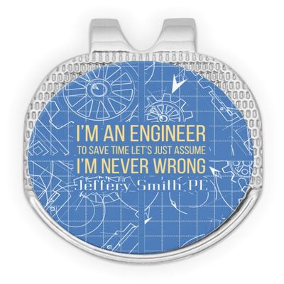 YouCustomizeIt Personalized Engineer Quotes Golf Ball Marker - Hat Clip - Silver