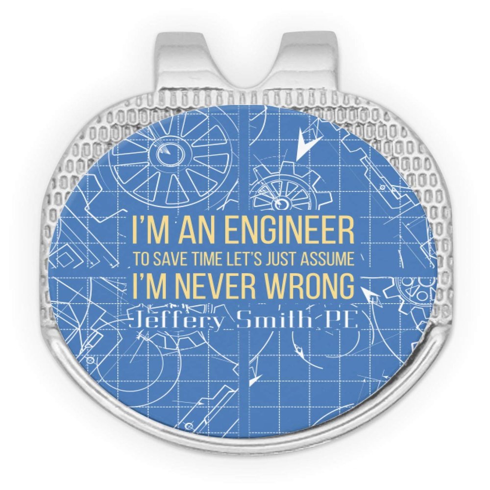 YouCustomizeIt Personalized Engineer Quotes Golf Ball Marker - Hat Clip - Silver